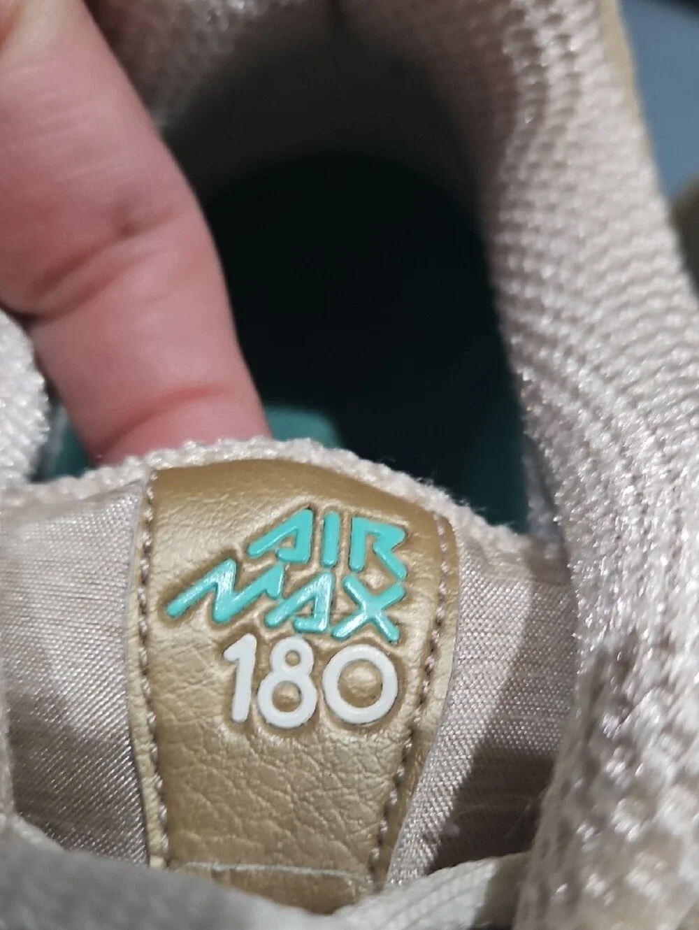 Nike Beige and Teal Air Max 180 Tongue Detail Sneakers - Picture 2 of 9